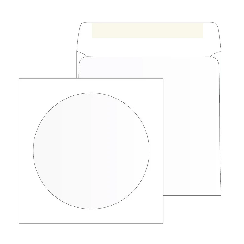 Конверт для CD Packpost 125x125 -мм белый с -клеем круглое окно