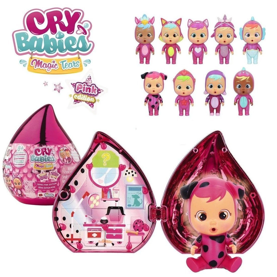 Кукла Cry Babies Magic Tears PINK EDITION Плачущий младенец с домиком и