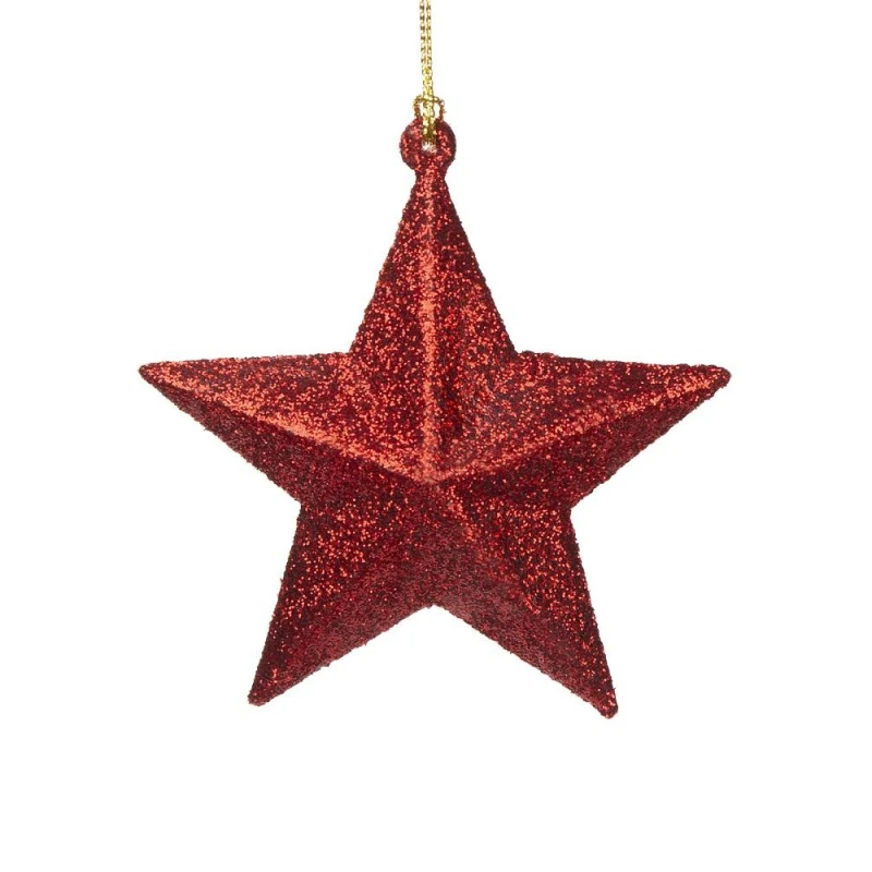 Украшение новогоднее подвесное Звезда в красном 3,5х9х10см 89097
