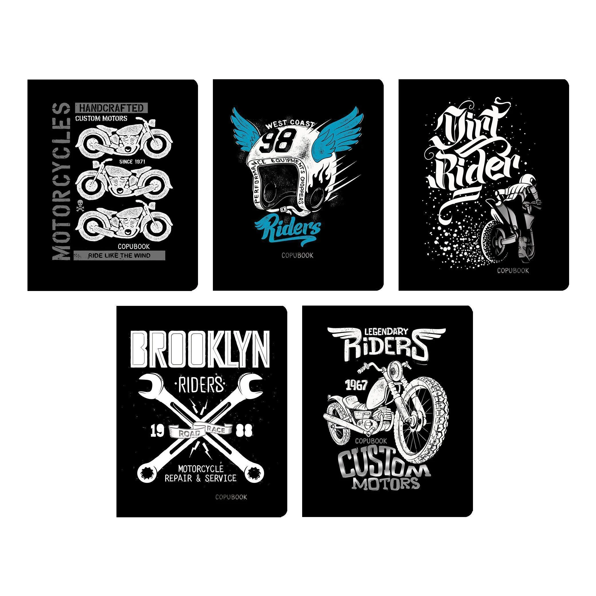 Тетрадь 96 листов клетка скрепка Listoff МОТОКЛУБ А5 мелованный картон фольга