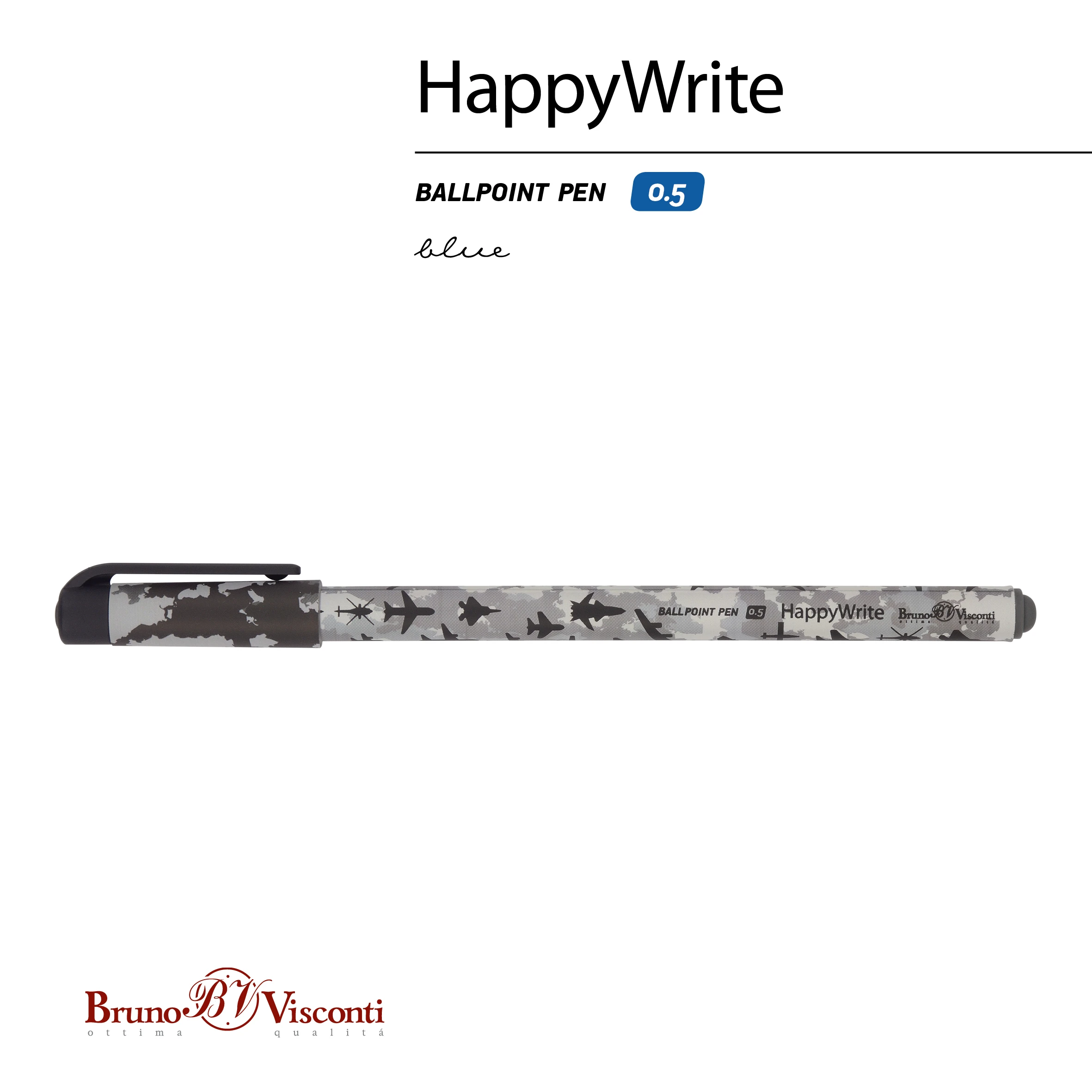 РУЧКА "HappyWrite. Военный паттерн. Самолеты" 0.5 ММ, СИНЯЯ РУЧКА "HappyWrite. Военный паттерн. Самолеты" 0.5 ММ, СИНЯЯ