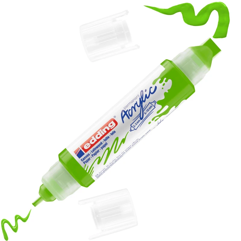 Маркер акриловый двусторонний 3D Edding 5400/927. Цвет Желто-зеленый Маркер акриловый двусторонний 3D Edding 5400/927. Цвет Желто-зеленый
