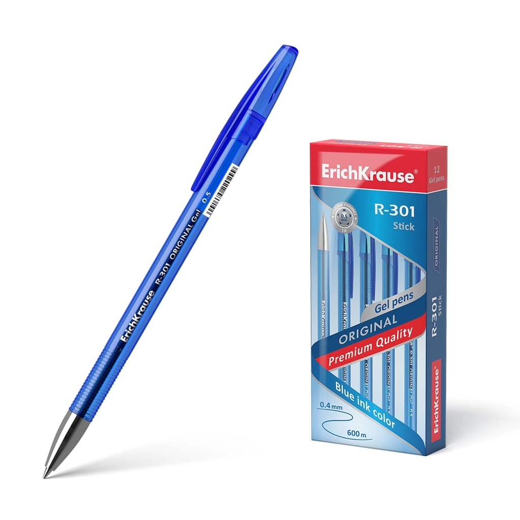 Ручка гелевая Erich Krause® R-301 Original Gel Stick 0.5, цвет чернил синий (в