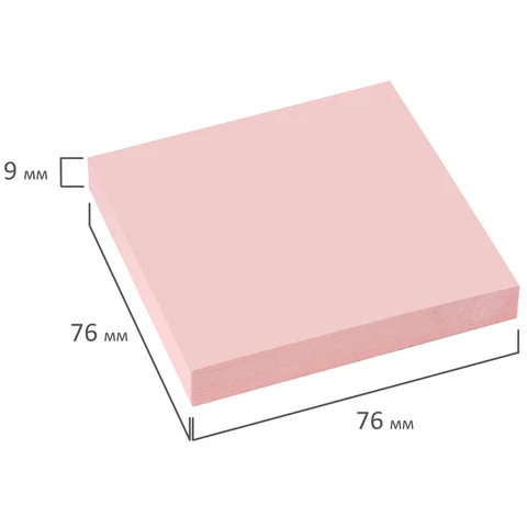 Блок самоклеящийся (стикер) BRAUBERG, 76х76 мм, 100 л., розовый, 122697