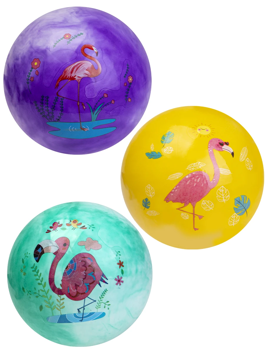 Мяч детский (25 см, 70 гр) с фламинго (цвет микс) Арт. AN01735