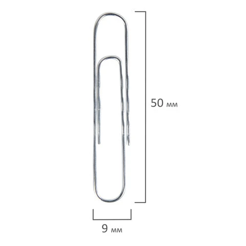 Скрепки большие 50 мм, BRAUBERG, оцинкованные, гофрированные, 50 шт., в