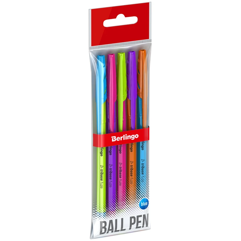 Ручка шариковая Berlingo "Tribase Fuze", синяя, 0,7мм, 5шт, пакет с