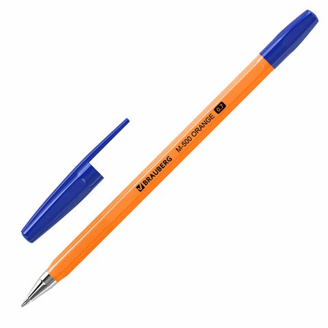 Ручки шариковые BRAUBERG "M-500 ORANGE", НАБОР 4 шт., СИНИЕ, узел 0,7