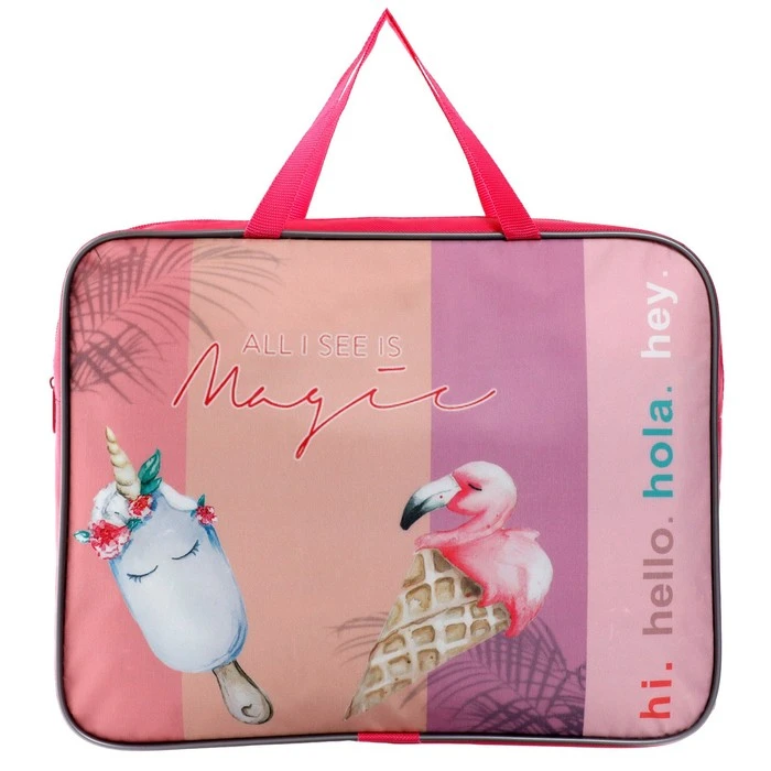 Папка с ручками текстильная А4, "Трендовое мороженое", 335 х 260 х 55