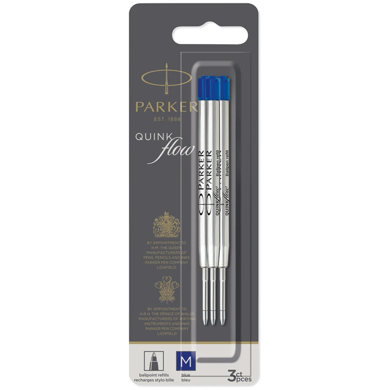 Стержень шариковый объемный Parker "QuinkFlow Ball Point" синий, 98мм,