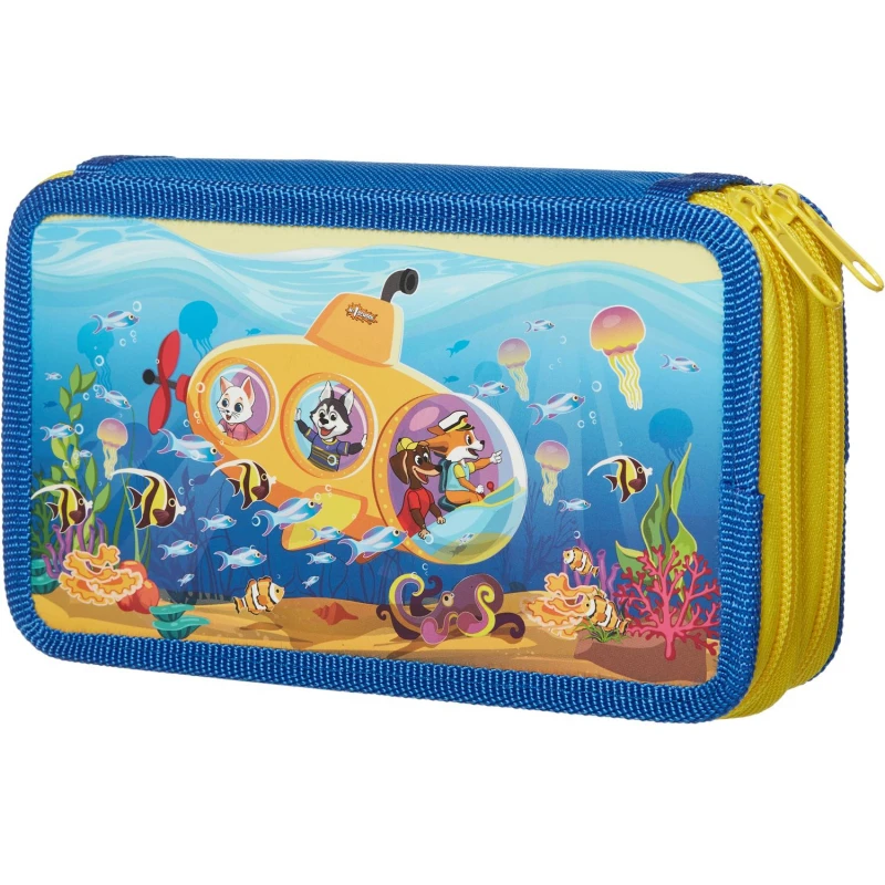 Пенал №1School Шустрики 2 отд, ламинат, софт тач, 190x110 мм, ПКК 11-6