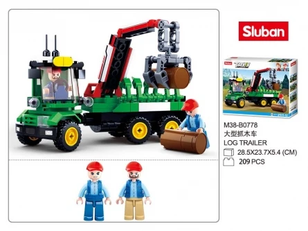 Конструктор пластиковый SLUBAN. Город. Погрузка бревен (209 деталей). Арт.