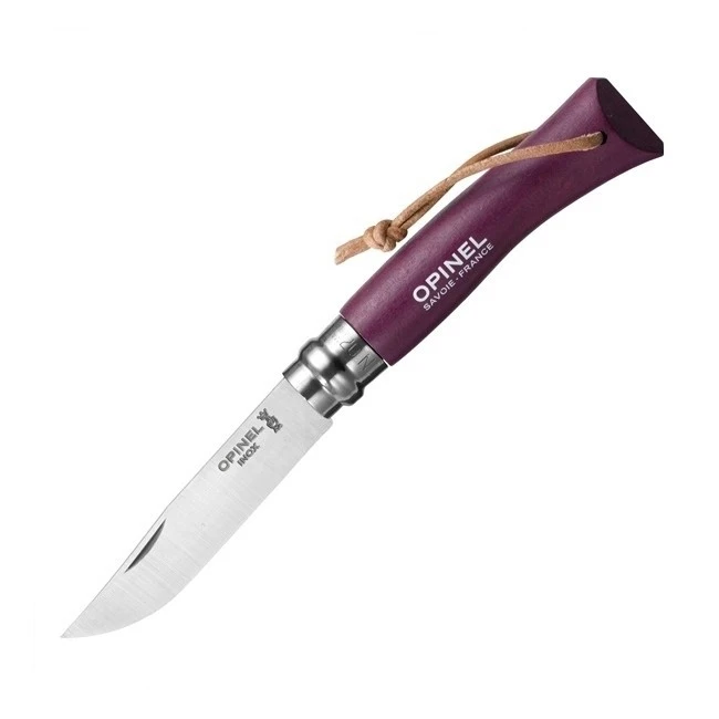 Нож Opinel №7 Trekking, кожаный темляк, фиолетовый