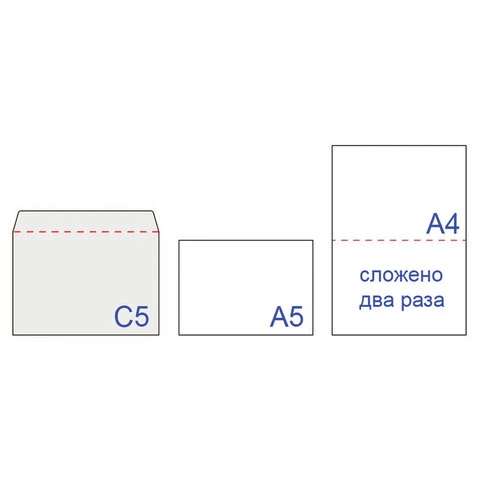 Конверты С5, КОМПЛЕКТ 1000 штук, отрывная полоса STRIP, белые, правое окно,