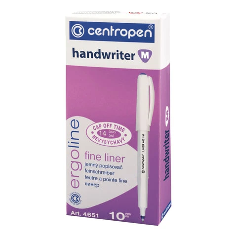 Ручка капиллярная (линер) СИНЯЯ CENTROPEN "Handwriter", трехгранная,
