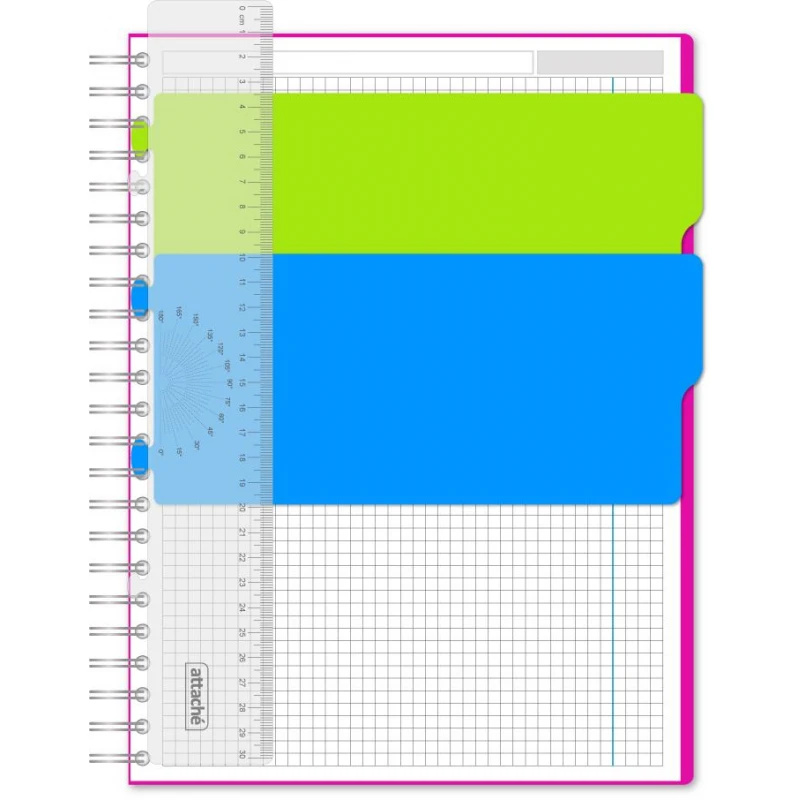 Бизнес-тетрадь А4,140 л,пласт обл, с разд,спир,ATTACHE FANTASY,розов штр. 
