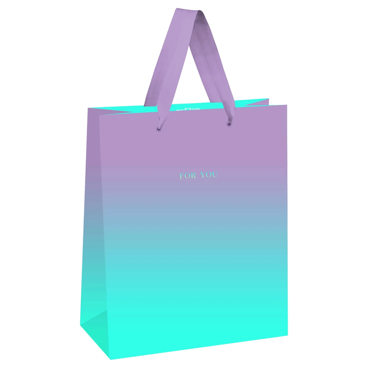 Пакет подарочный 18*23*10см MESHU "Duotone. Turquoise-Lilac gradient",