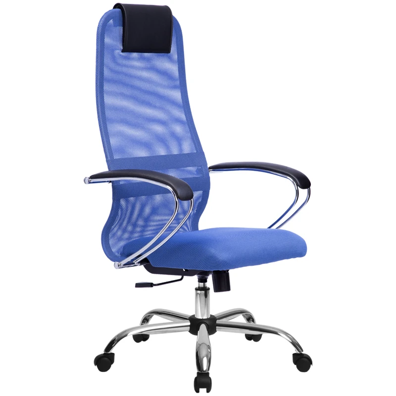 Кресло руководителя Метта SU-BK-8 CH, ткань-сетка синяя №23, спинка-сетка,