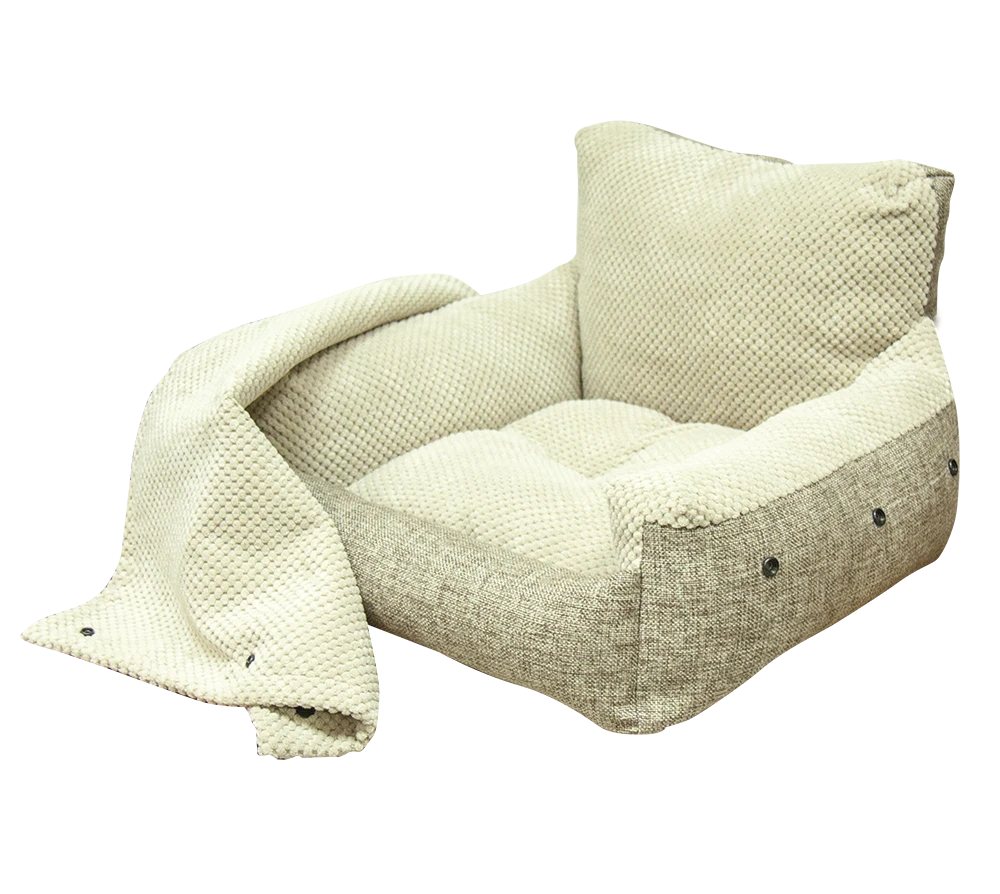 Кресло малое, с фиксирующим покрывалом, Зооник (330х640х500) жаккард, бежевый