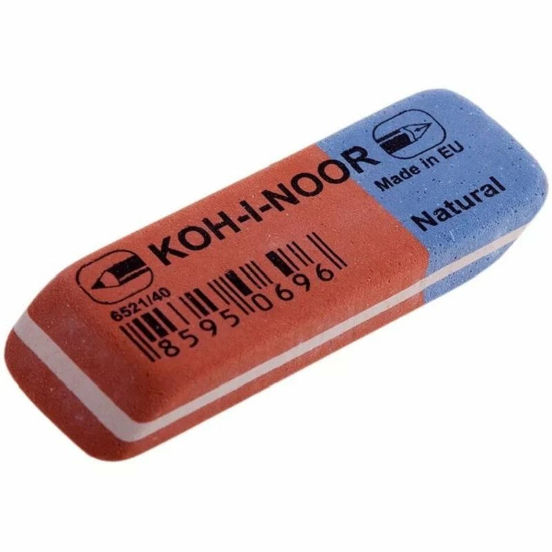 Ластик KOH-I-NOOR 6521/40 57х20х8мм для графита и чернил сине-красный