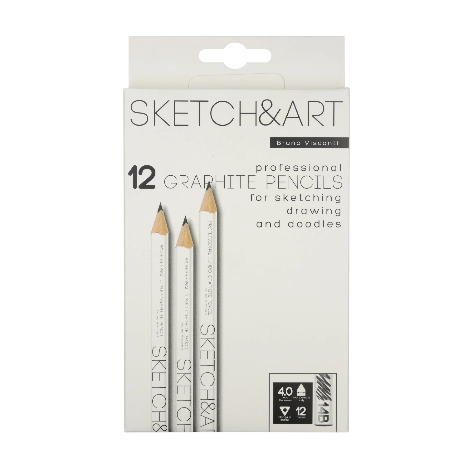 КАРАНДАШ ЧЕРНОГРАФИТОВЫЙ "Sketch&Art. Jumbo" 14В, 4 MM