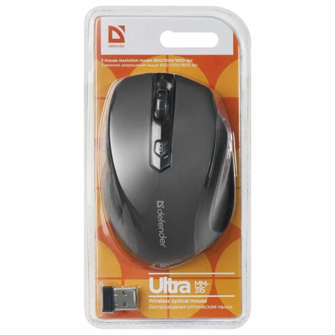 Мышь беспроводная DEFENDER Ultra MM-315, USB, 5 кнопок + 1 колесо-кнопка,