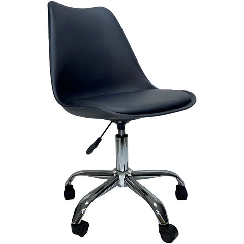 Кресло стул BRABIX "Eames MG-310 CH", хром, пластик черный, экокожа