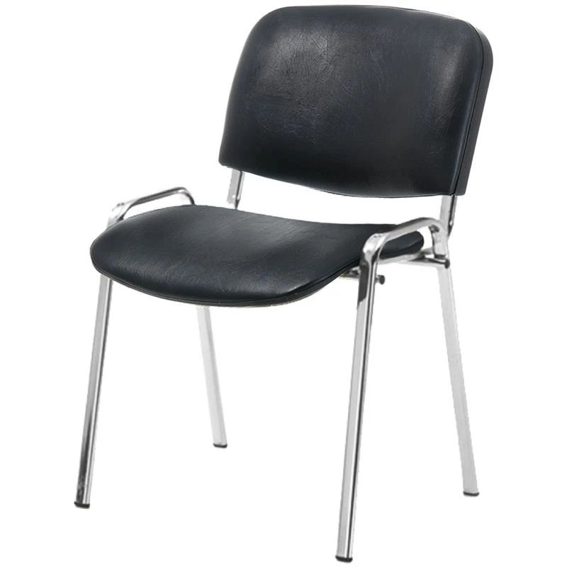 Стул Изо, каркас металл хром, обивка кожзам черный: V-14