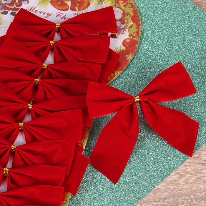 Бантик новогодний бархатный 12шт/уп