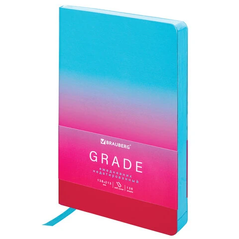 Ежедневник недатированный А5 138х213 мм, BRAUBERG GRADE, под кожу, 136 л.,