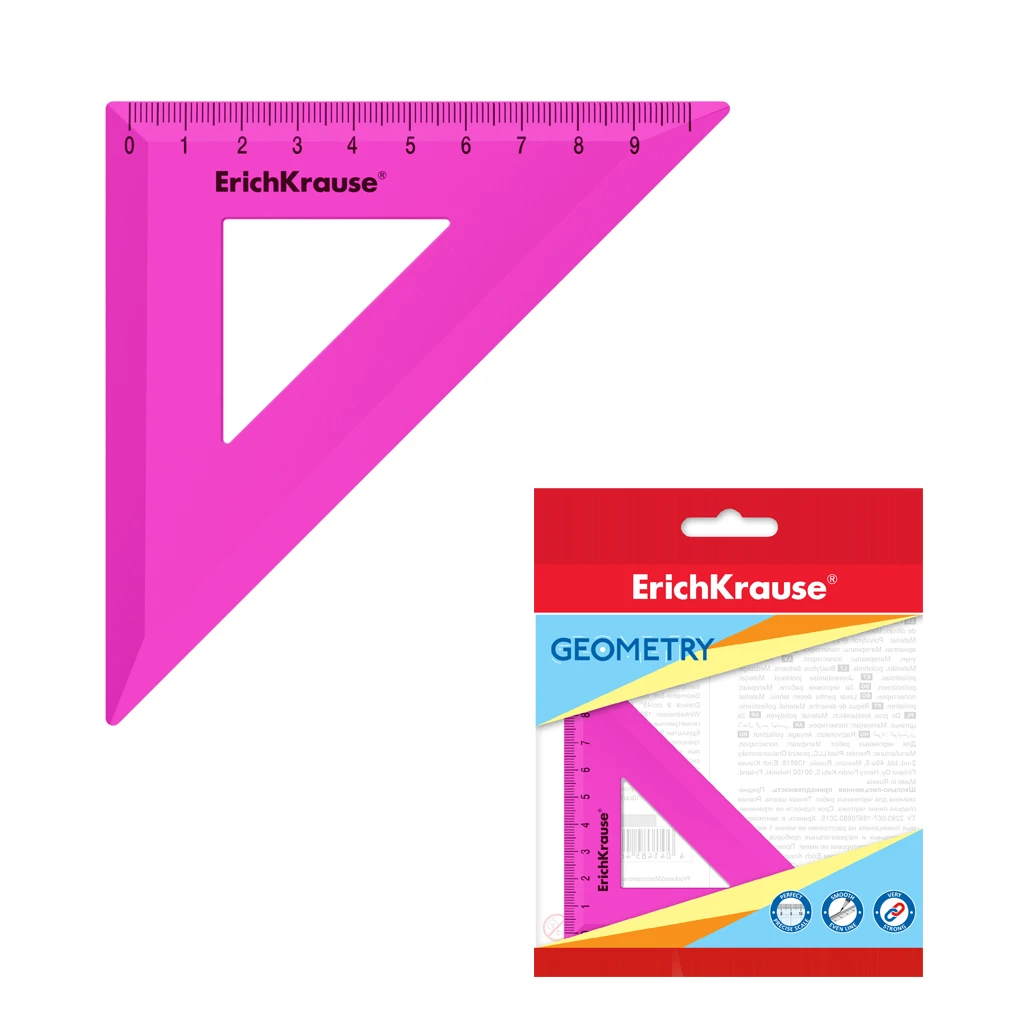 Угольник пластиковый Erich Krause® Caribbean Sunset, 45°/9см, маджента, во