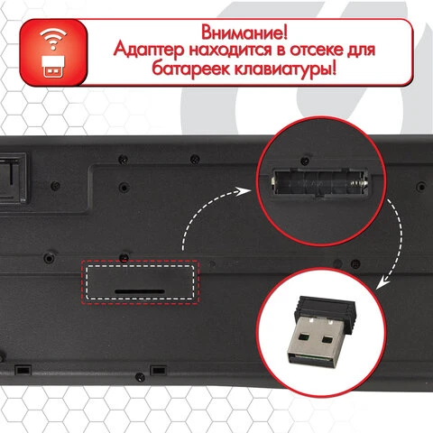 Набор беспроводной SONNEN K-648, клавиатура 117 клавиш, мышь 4 кнопки 1600 dpi,