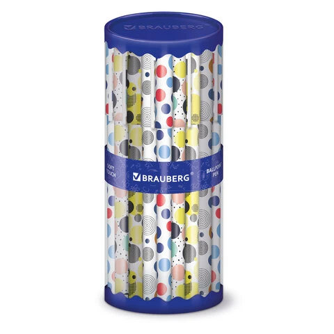 Ручка шариковая BRAUBERG SOFT TOUCH GRIP "DOTS", СИНЯЯ, мягкое