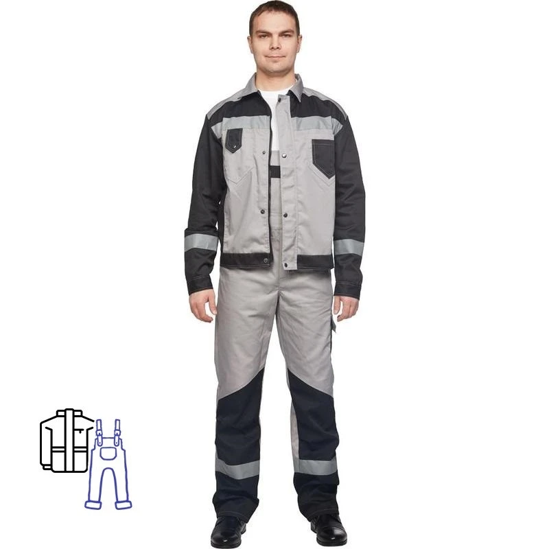 Спец.одежда летняя Костюм мужской л21-КПК серый/черн. (р.56-58) 170-176