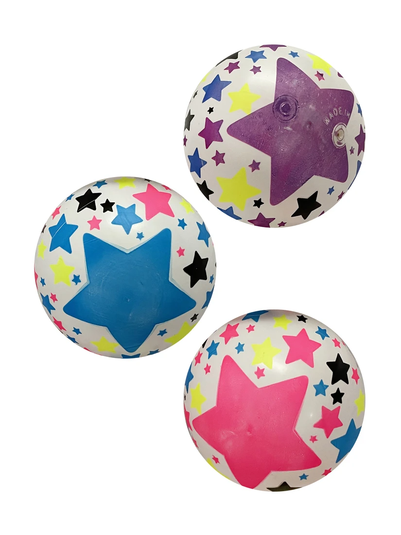 Мяч детский флуоресцентный Moby Kids Звёзды, ПВХ, 22 см., 60 г., в ассортименте