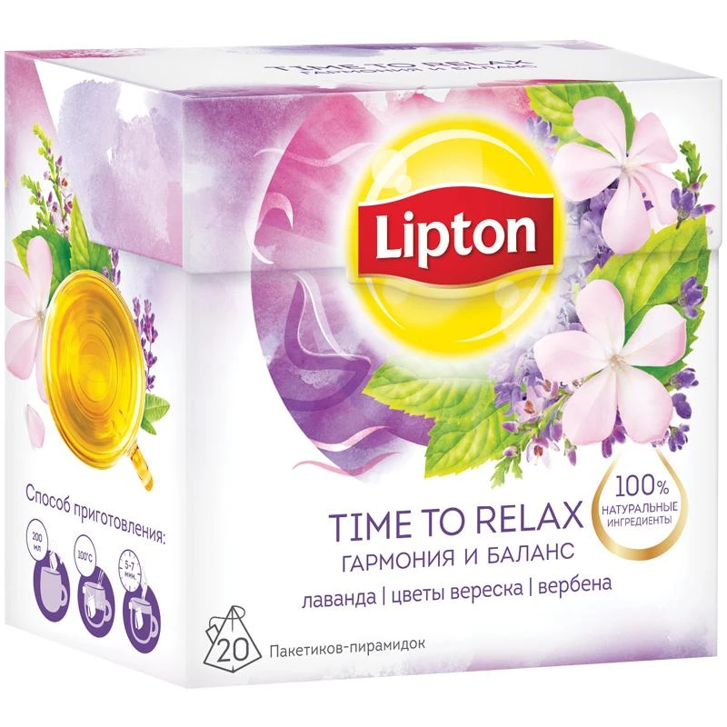 Чай Lipton "Infusion Relax", травяной, 20 пакетиков-пирамидок по 1,6г.