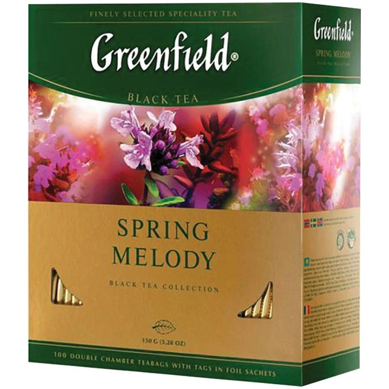 Чай Greenfield "Spring Melody", черный, с ароматом мяты, чабреца, 100