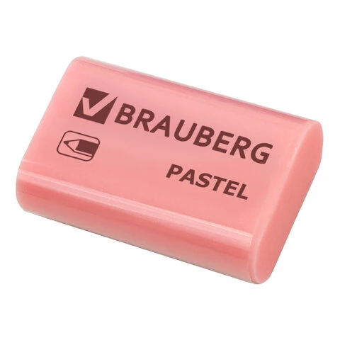 Ластик BRAUBERG "Pastel", 37х24х11мм, ассорти пастельных цветов,