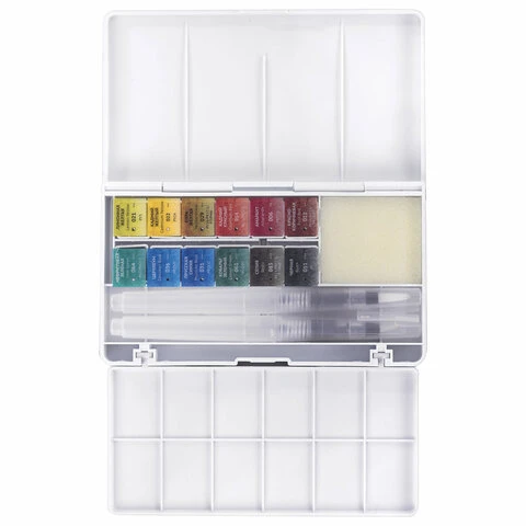 Акварель художественная кюветы НАБОР 12 цветов по 3,5 г, пластиковый кейс, Акварель художественная кюветы НАБОР 12 цветов по 3,5 г, пластиковый кейс,