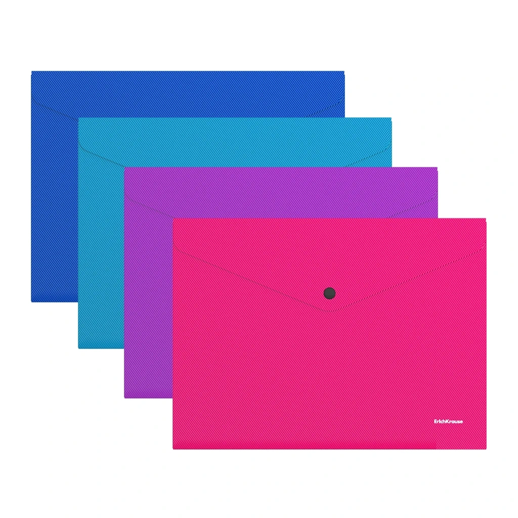 Папка-конверт на кнопке пластиковая Erich Krause Diagonal Vivid, непрозрачная, Папка-конверт на кнопке пластиковая Erich Krause Diagonal Vivid, непрозрачная,