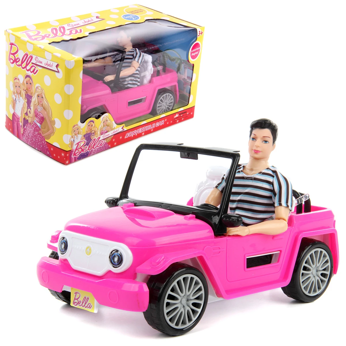 Кукла мальчик на автомобиле, 36х19х19, коробка