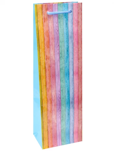 Пакет подарочный с глянцевой ламинацией 12x36x8,5 см (Bottle) Разноцветные