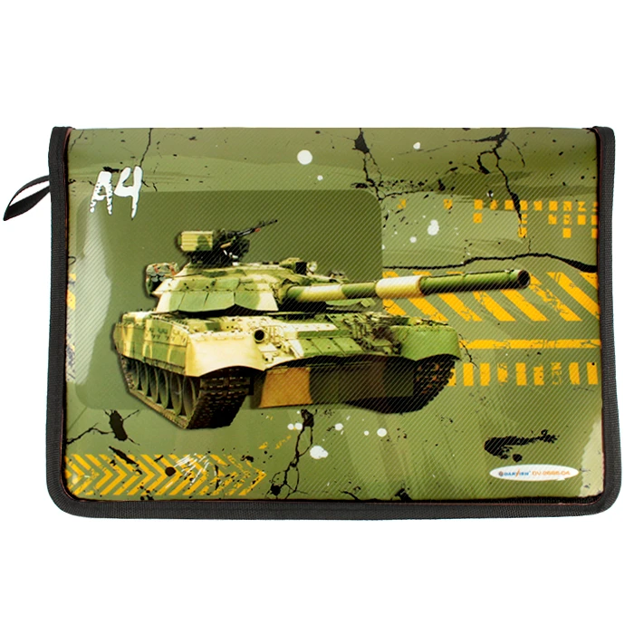 Папка для тетрадей А4 на молнии с рисунком "Танк" "Darvish"