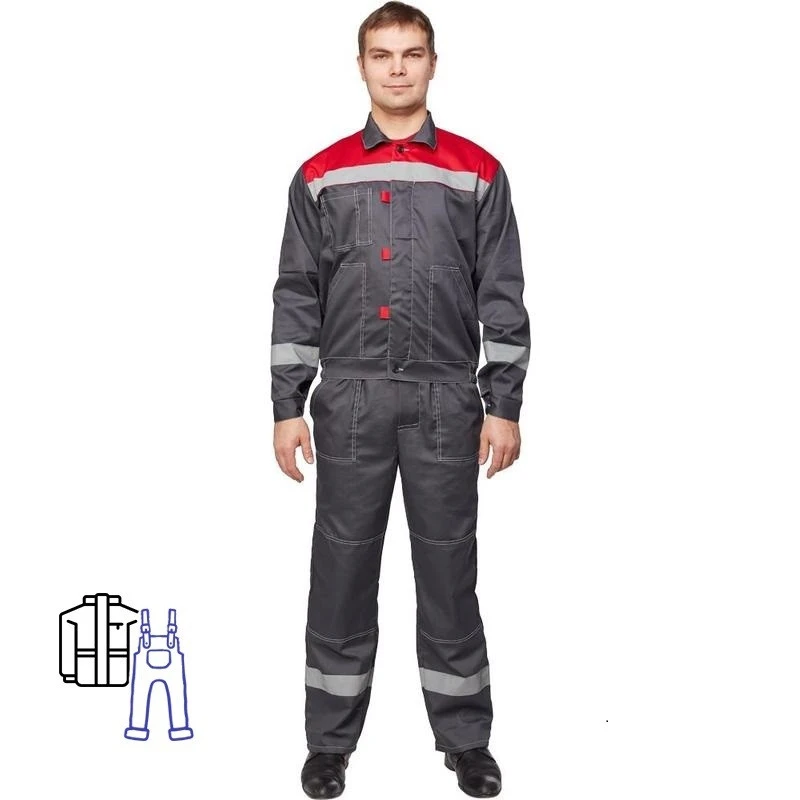 Спец.одежда летняя Костюм муж. л20-КПК сер/красн (р.48-50) 170-176