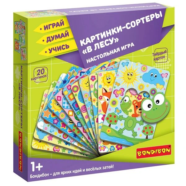 Настольная игра Картинки-сортеры. "В ЛЕСУ" 3 в 1 Играй Думай Учись