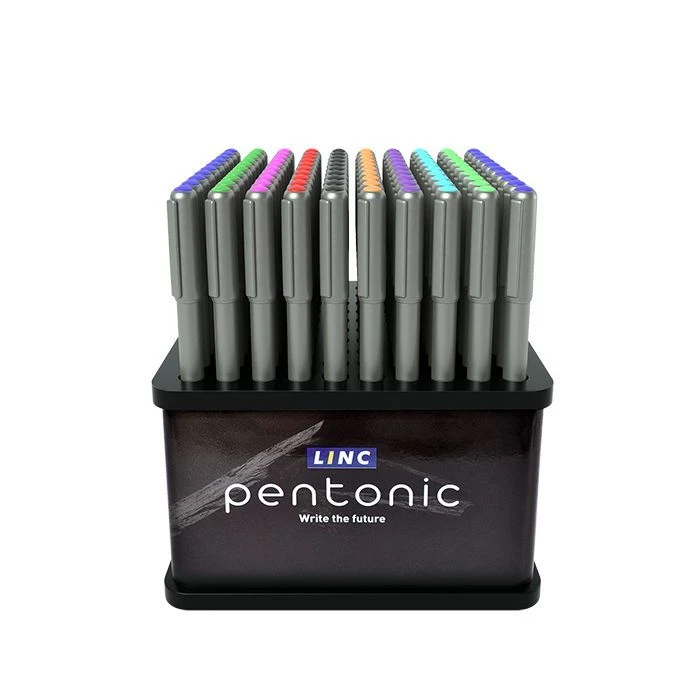 Ручка шарик. Linc PENTONIC SILVER ассорти 1 мм серый металлик кругл. корп.