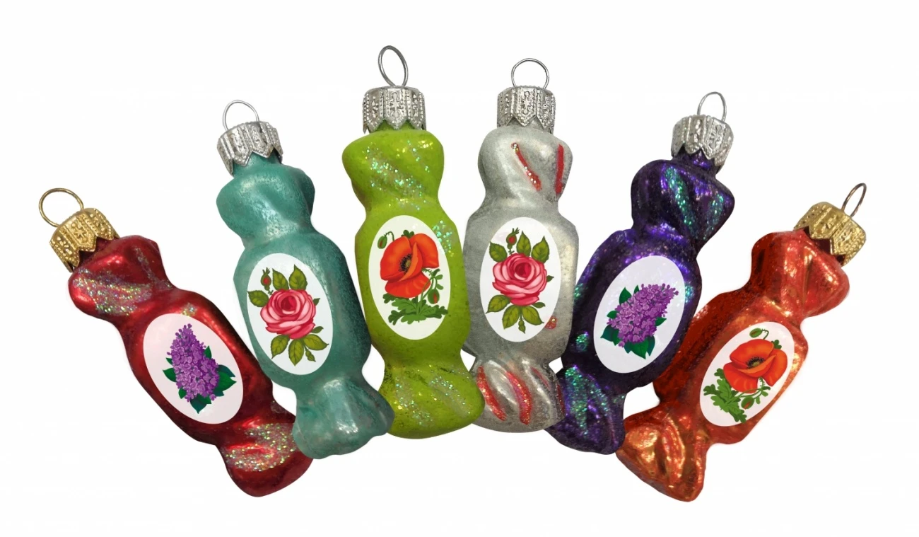 Ёлочное украшение "Конфетки" в ассортименте, без упаковки h-7 см