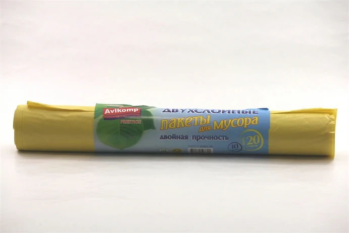 Мешки для мусора Авикомп 120л (10шт) рулон желтые двухслойные(7600)*5/20