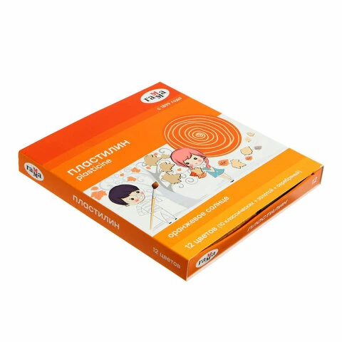 Пластилин классический ГАММА "Оранжевое солнце", 12 цв.,10 классич+