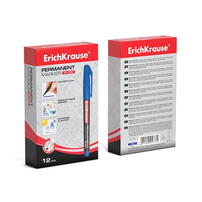 Маркер перманентный ErichKrause P-70, 1.0 мм, для письма на любой поверхности,